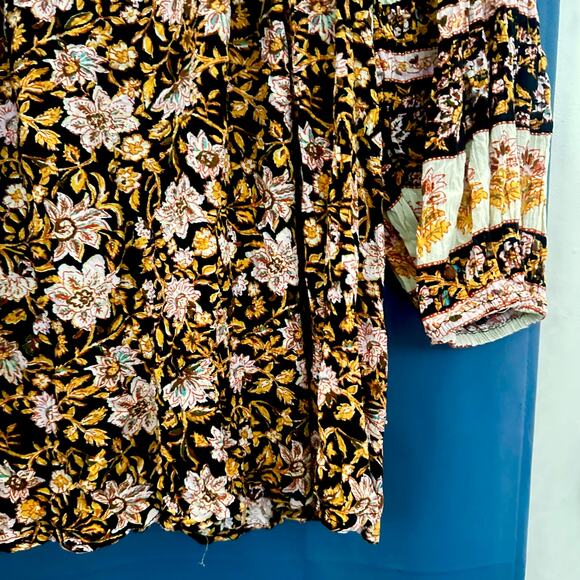 Billabong Gypset Boho Fall Brown, Pink Orange Black Floral Dress/Coverup, Size M - Picture 3 of 14